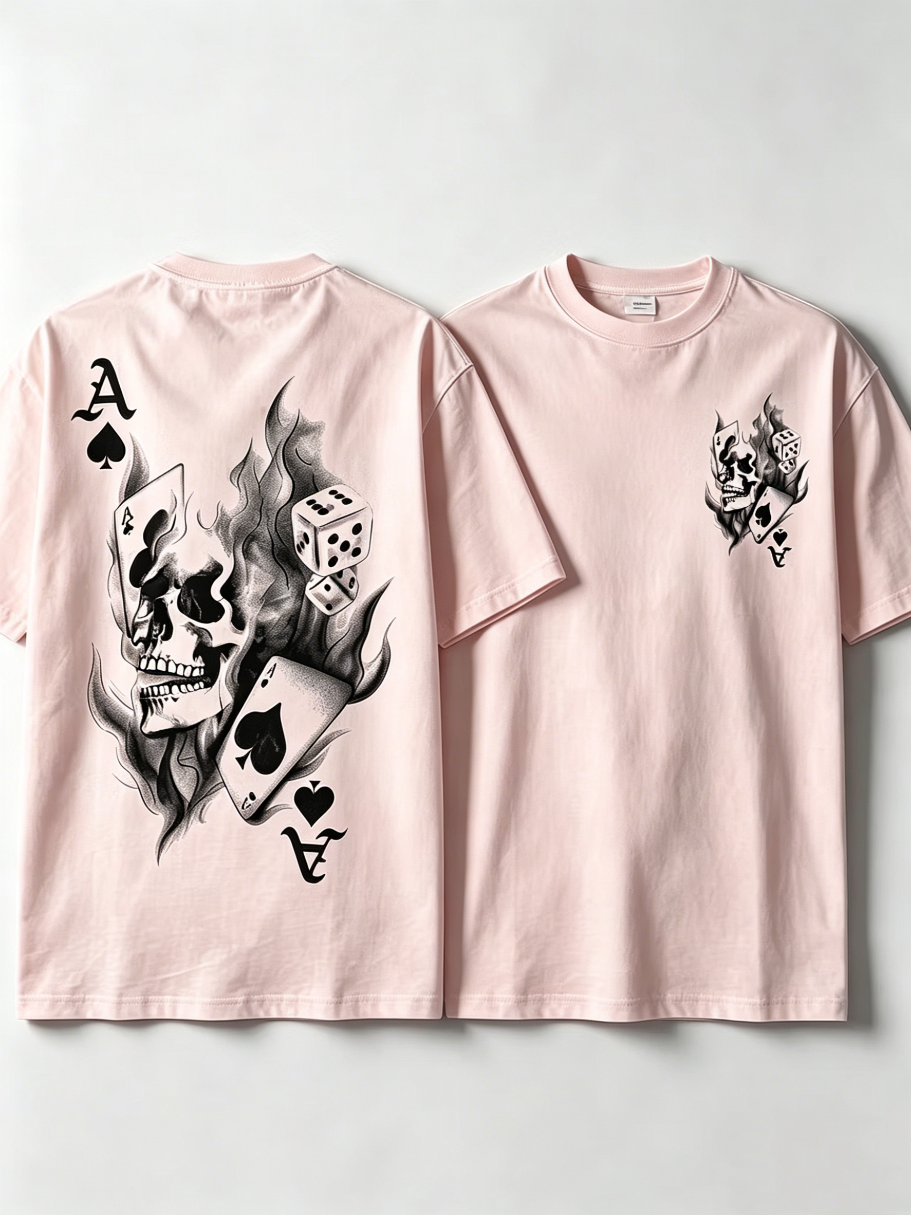 Skull Playing Card Graphic Print T-Shirt