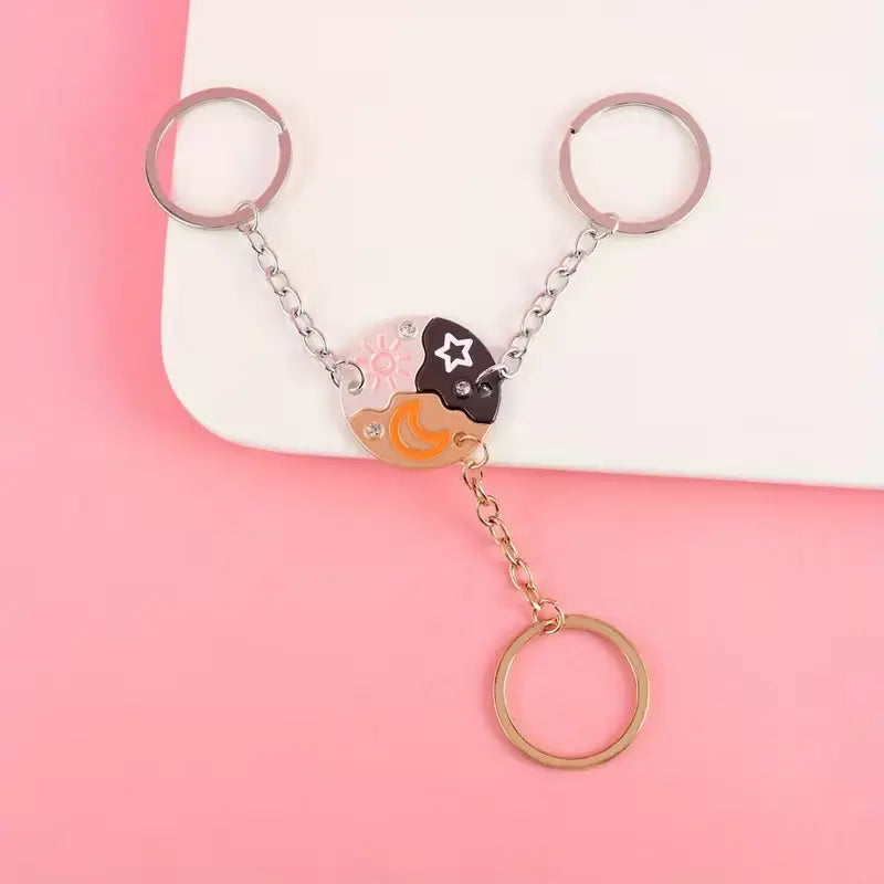 Sun Moon Star Magnetic 3-Piece Matching Keychain Set