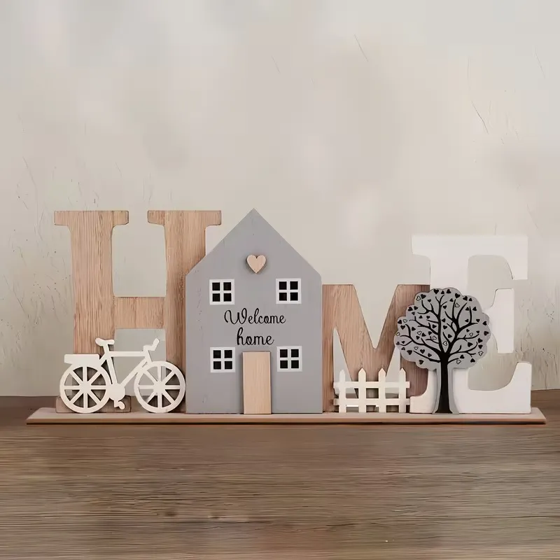 Rustic Wooden Letter HOME Decorative Ornament
