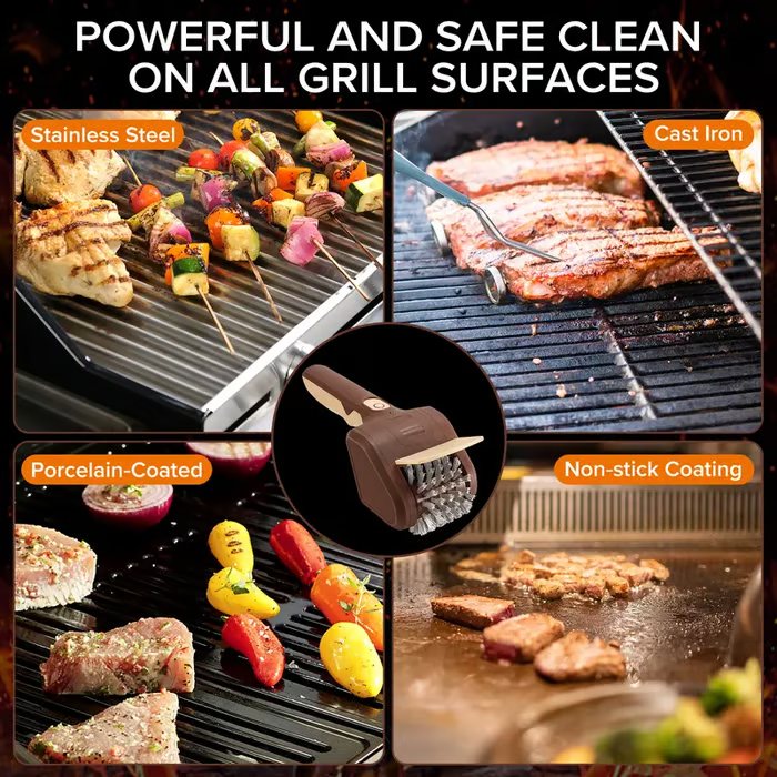 Stainless Steel Grill Brush with LED Light – Bristle-Free BBQ Cleaner 🔥