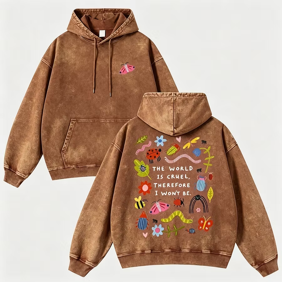 The World Is Cruel Slogan Hoodie