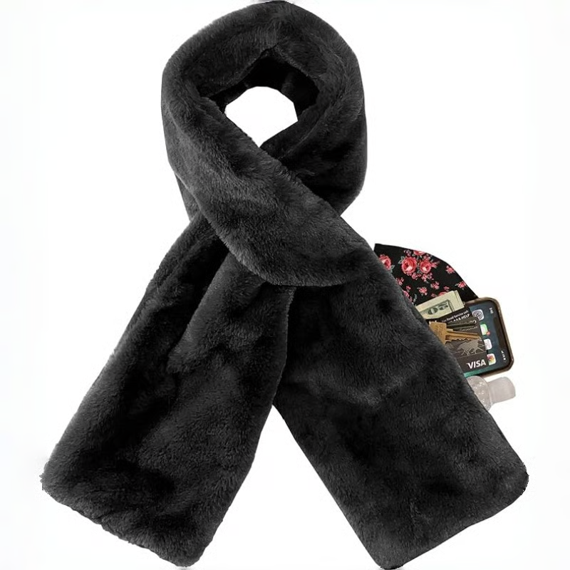 ⚡25K+ SOLD!🔥Ultra-Soft Faux Fur Pull-Through Scarf with Secret Zipper Pocket