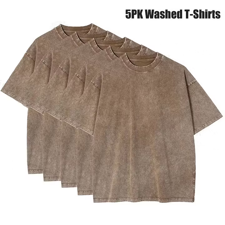 Men's 5-Pack Vintage Washed Heavyweight Gym T-Shirts – Baggy Acid Wash
