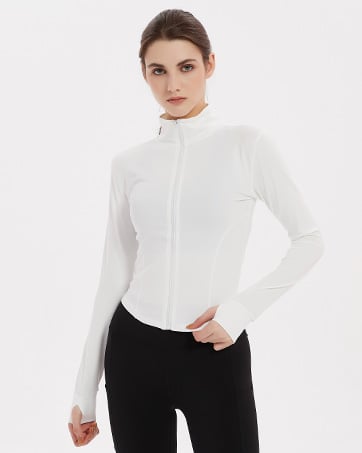  Women's Full Zip Lightweight Workout Jacket with Thumb Holes