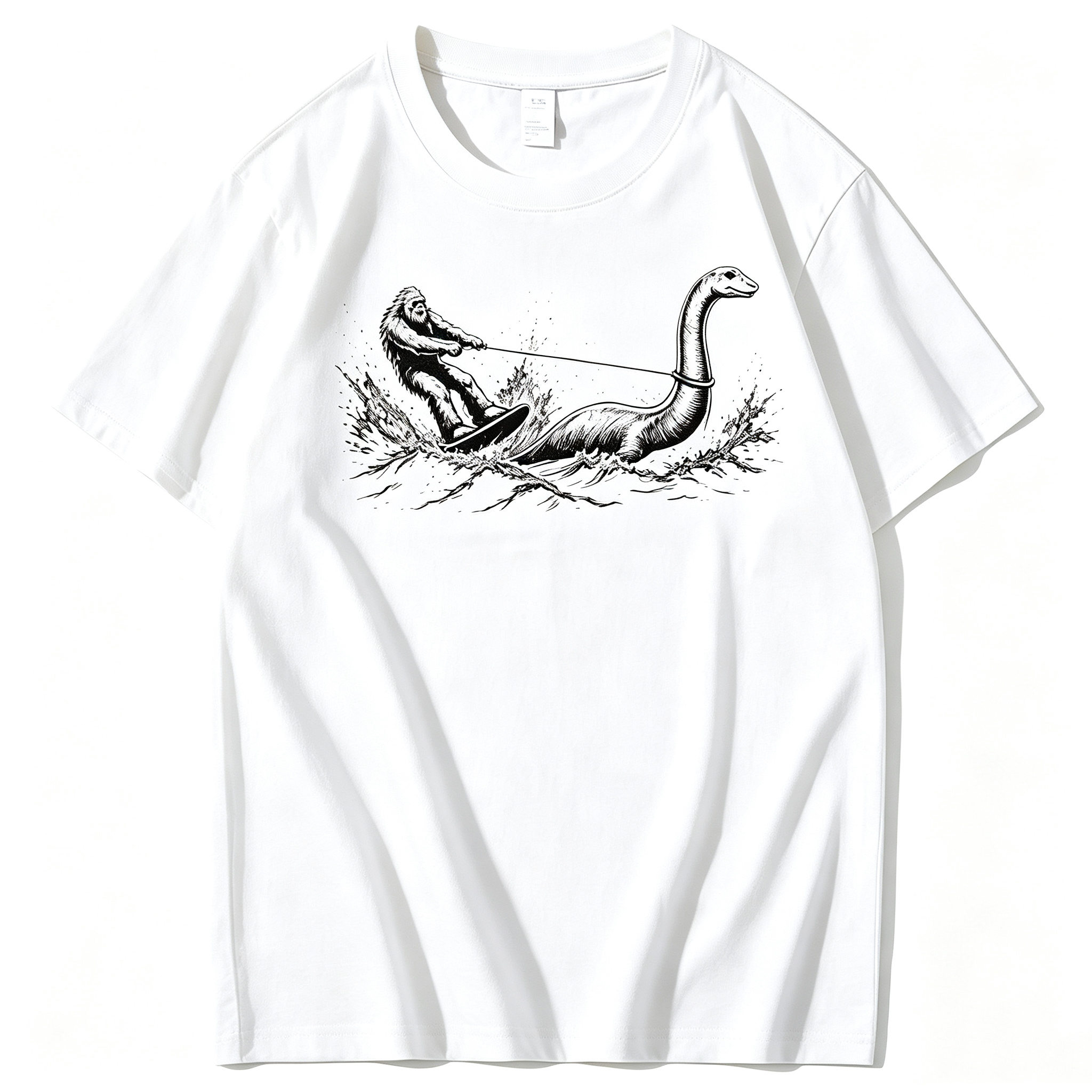 Funny Bigfoot Loch Ness Monster 100% Cotton T-Shirt