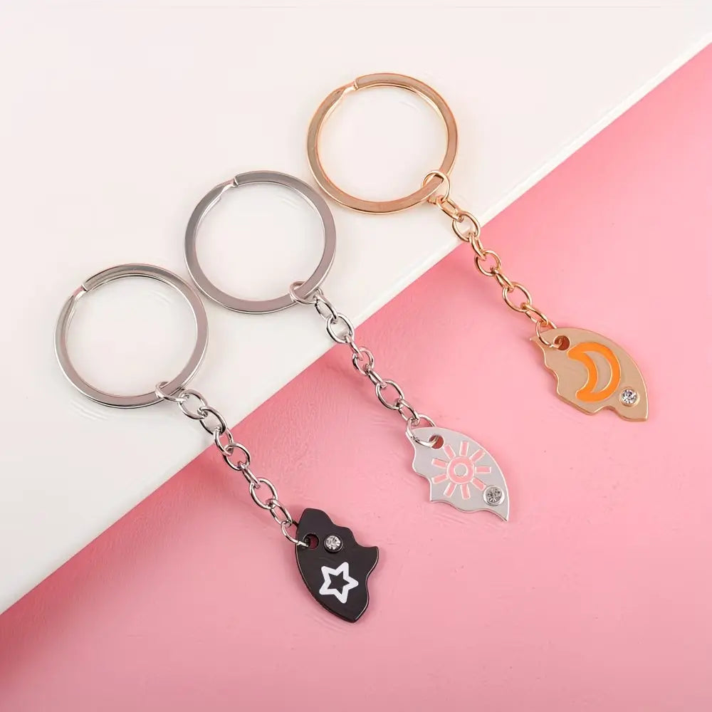 Sun Moon Star Magnetic 3-Piece Matching Keychain Set