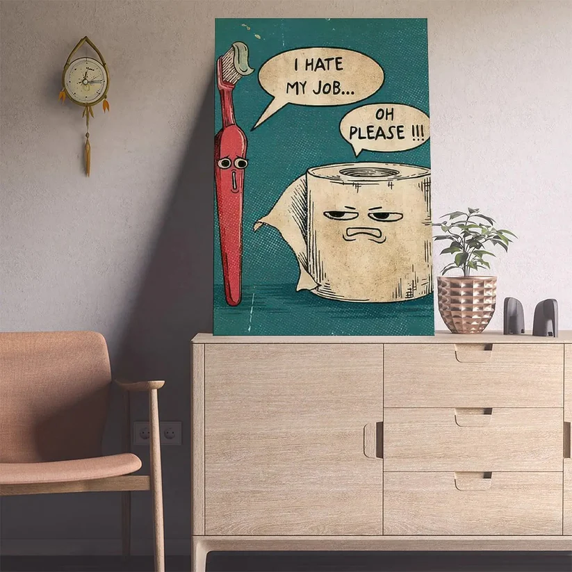 Humor Toilet Theme Bathroom Canvas Decor Print