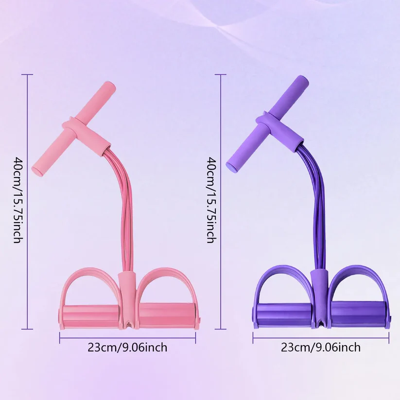 4-Tube Resistance Band Pedal - Elastic Pull Rope for Workout, Stretching & Home Fitness
