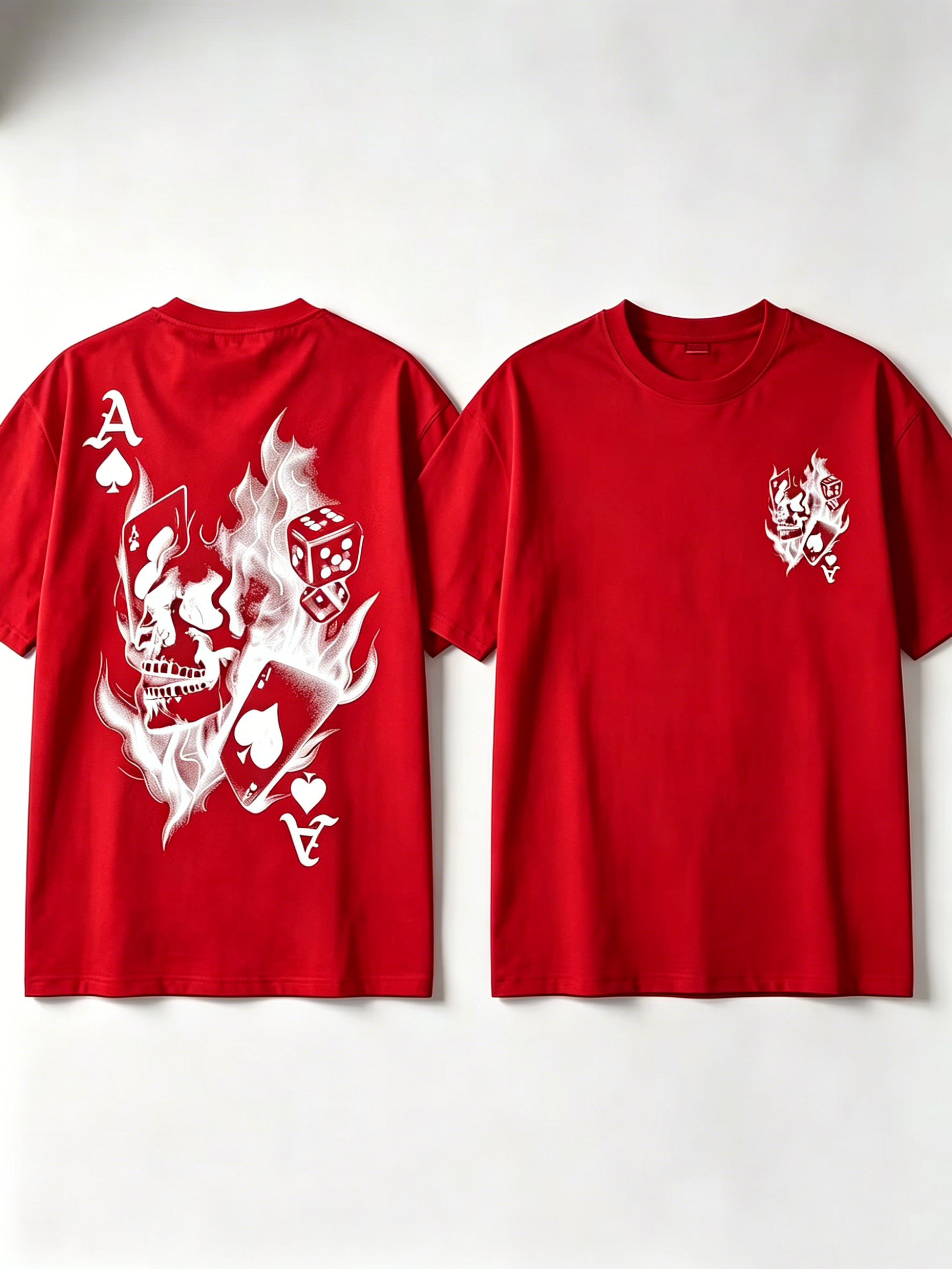 Skull Playing Card Graphic Print T-Shirt