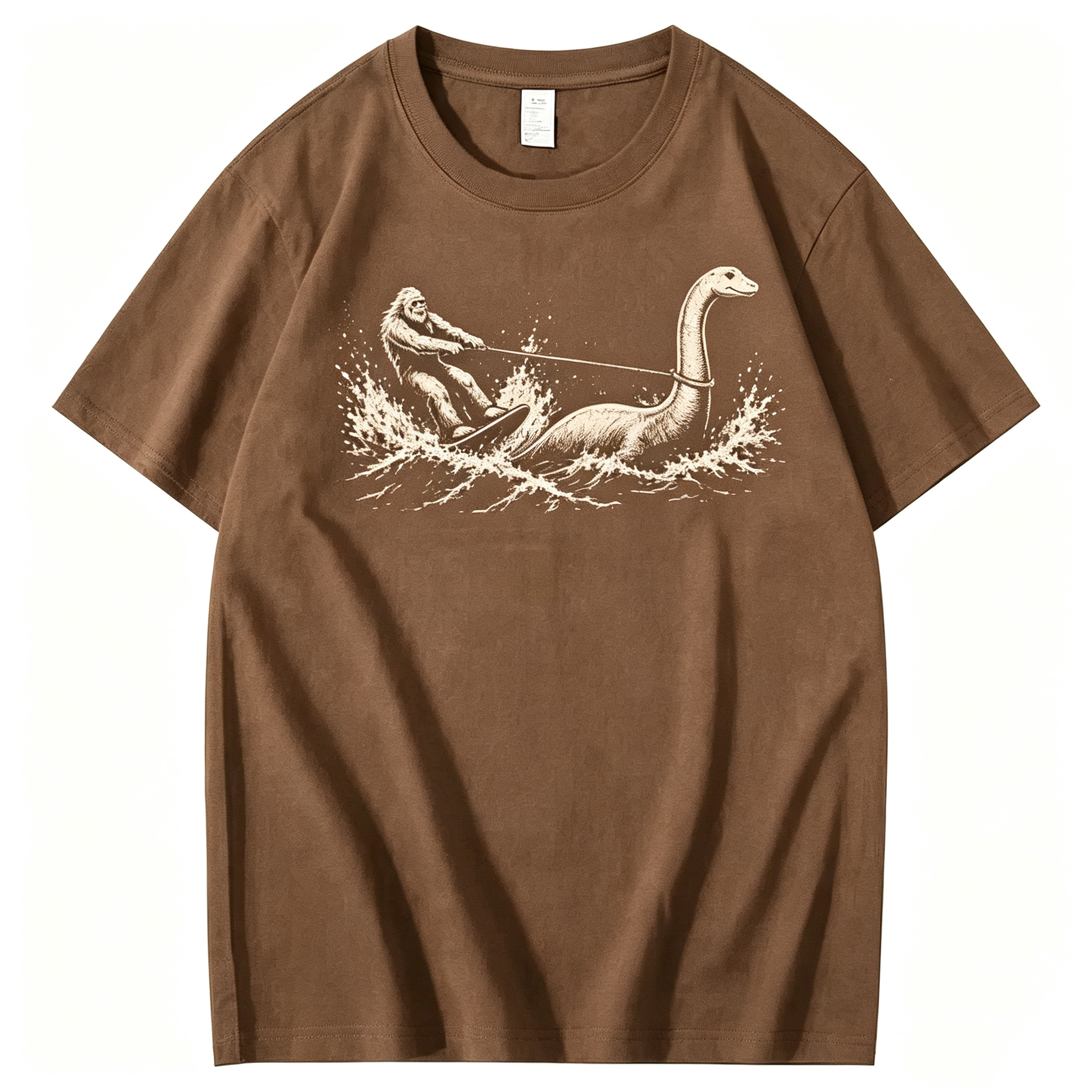 Funny Bigfoot Loch Ness Monster 100% Cotton T-Shirt