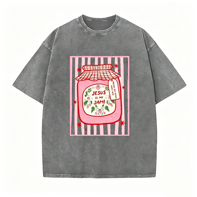 Jesus Is My Jam Strawberry Jam Jar Graphic T-Shirt