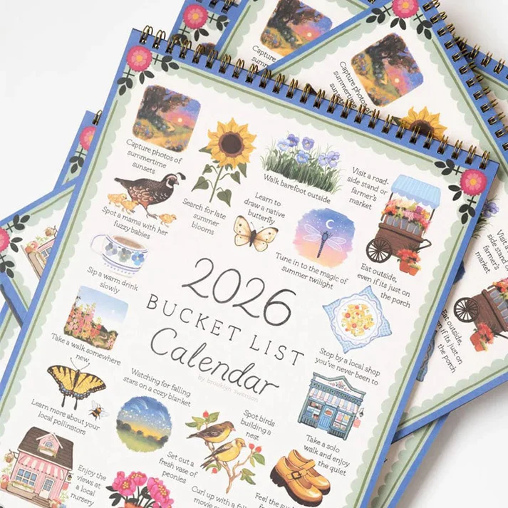 2026 Bucket List Calendar Spiral Bound Art Planner Notebook