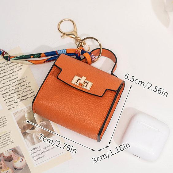 Mini Leather Bag Keychain with Colorful Strap