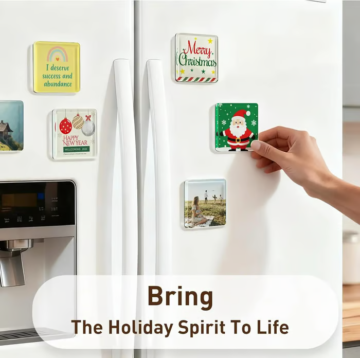 ✂🎞10 Pack 2"x2" Clear Acrylic DIY Fridge Magnets Set with Adhesive Backing – Square Magnetic Photo Frames💕