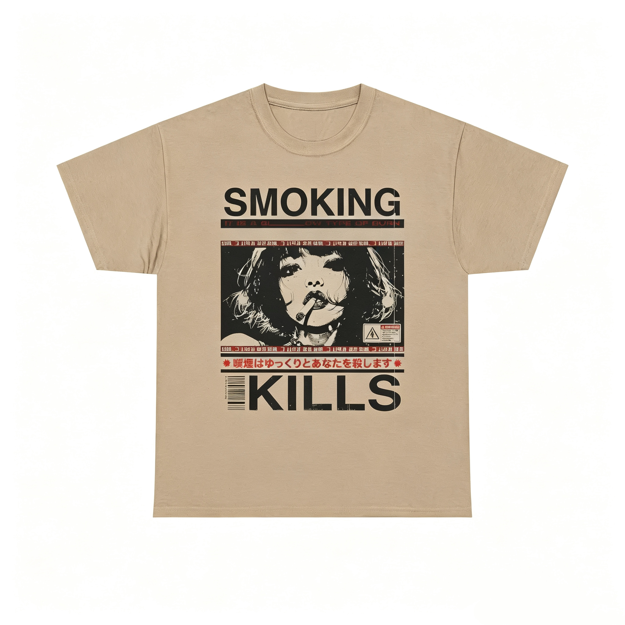 Smoking Kills Retro Manga Style Graphic T-Shirt