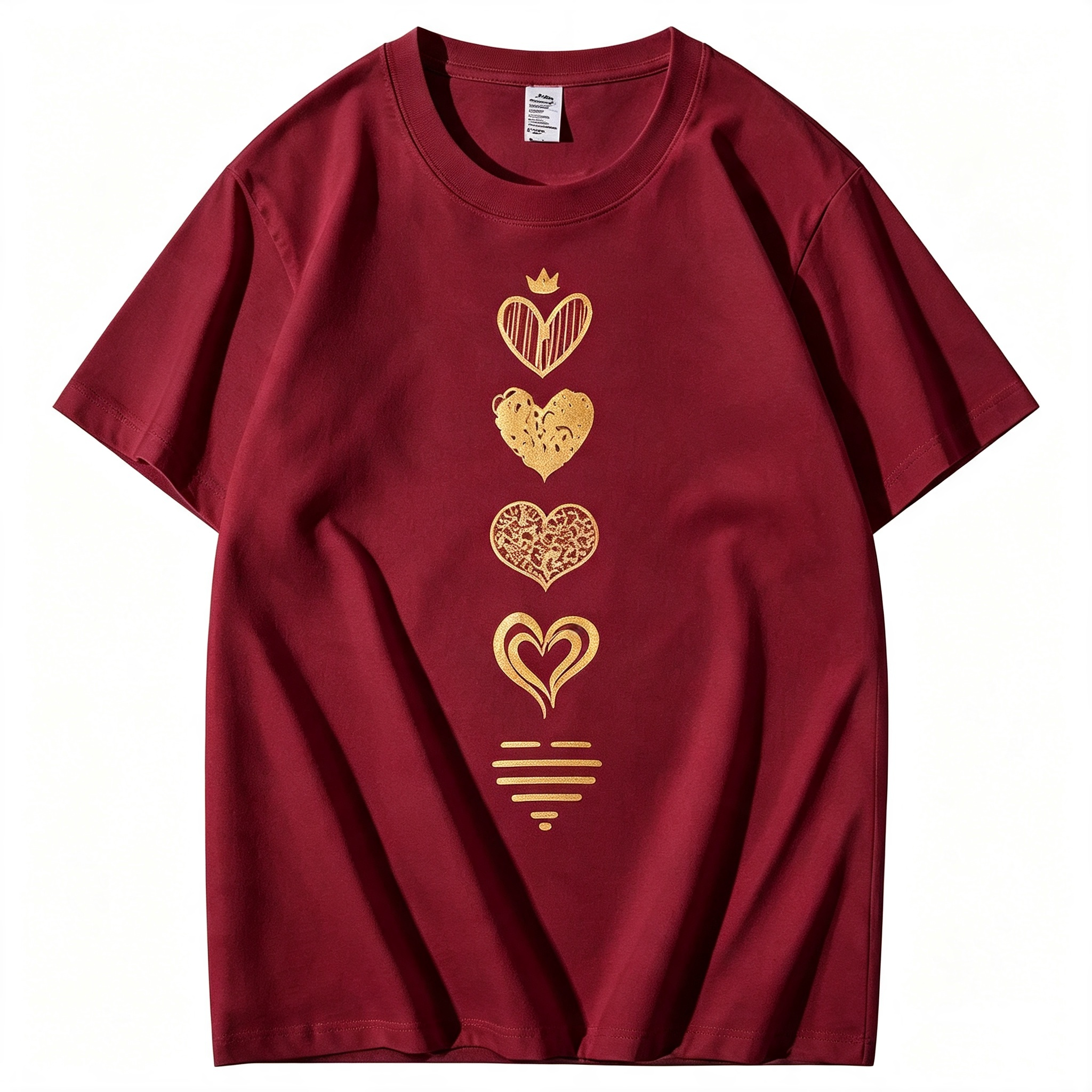 Heart Print Casual Short-Sleeve Crew Neck T-Shirt