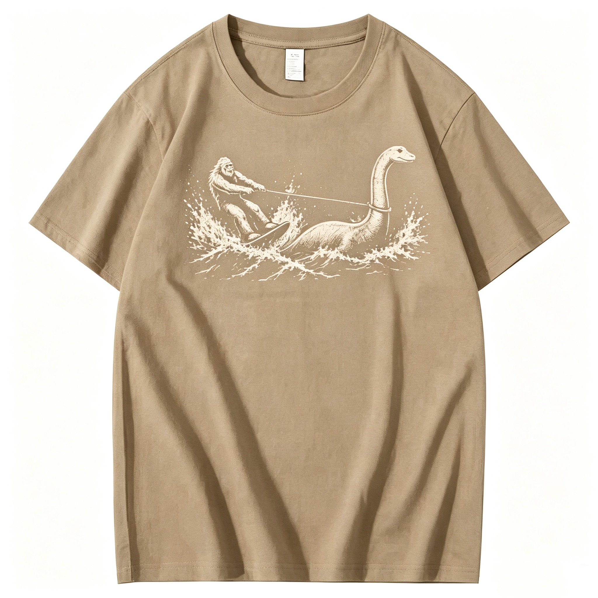 Funny Bigfoot Loch Ness Monster 100% Cotton T-Shirt