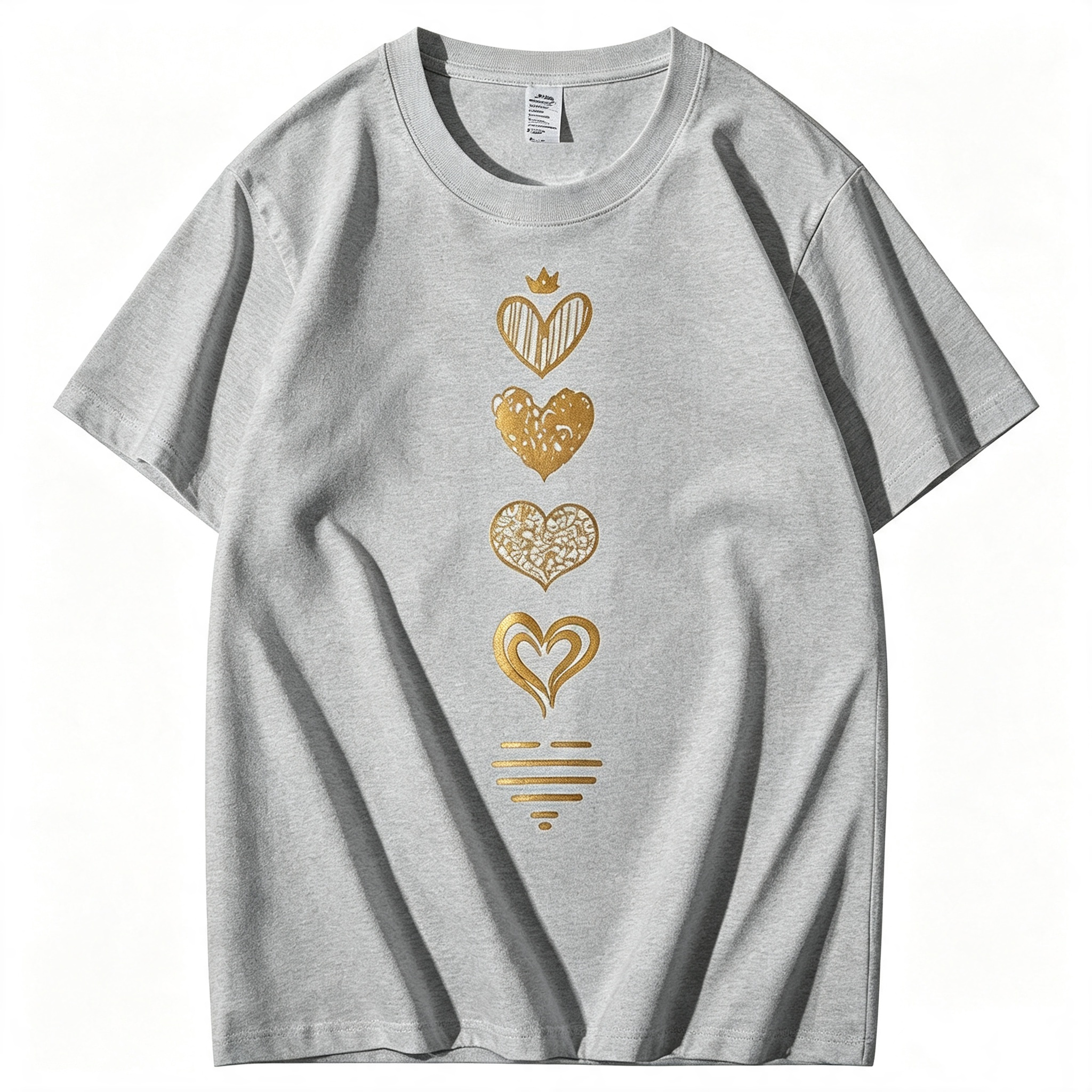 Heart Print Casual Short-Sleeve Crew Neck T-Shirt