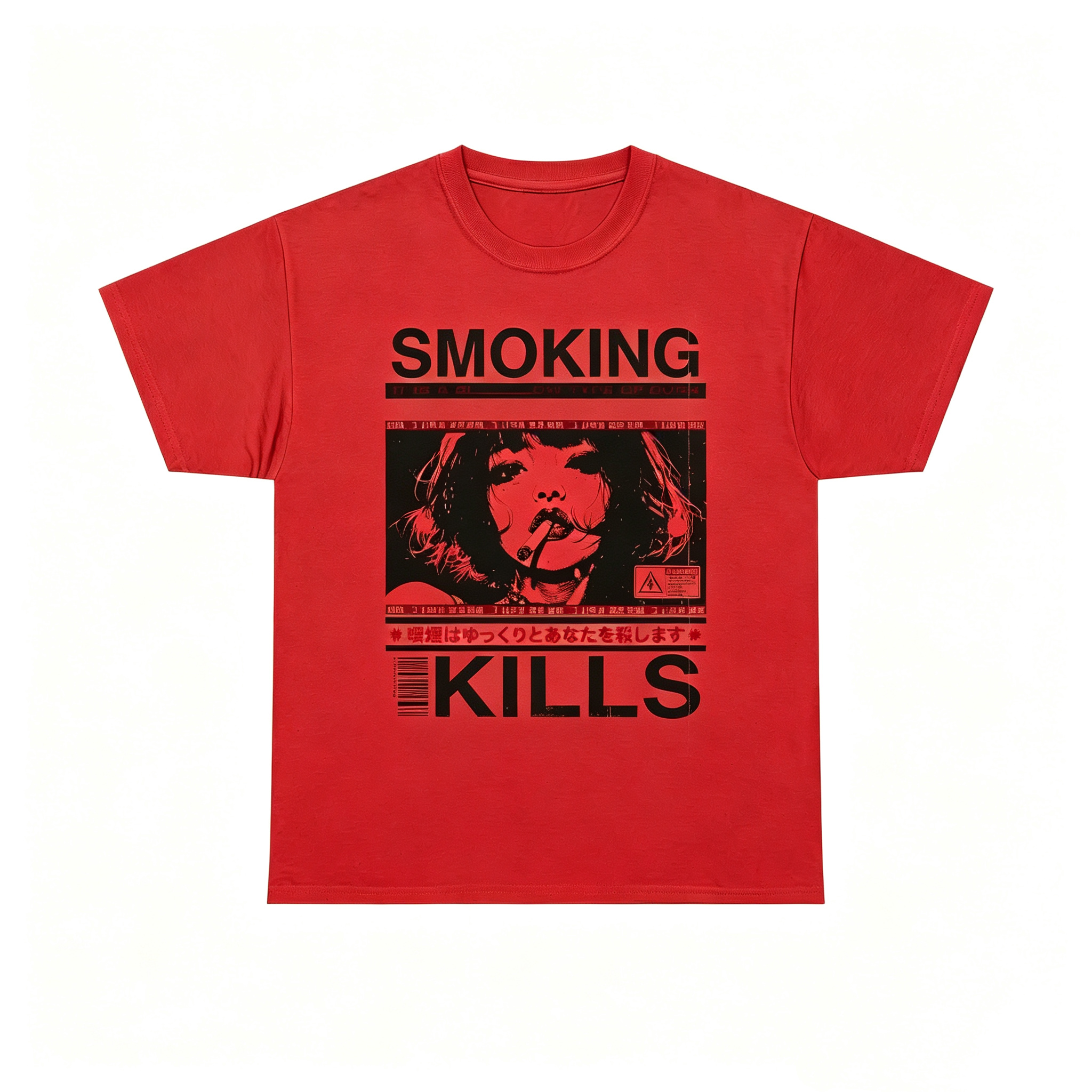 Smoking Kills Retro Manga Style Graphic T-Shirt