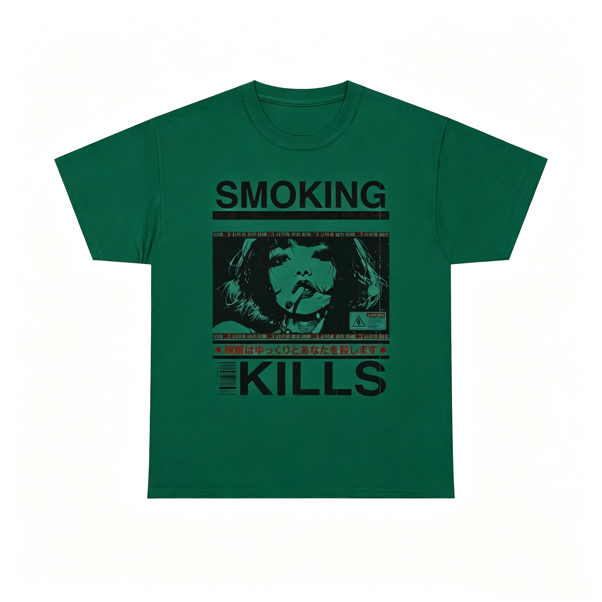 Smoking Kills Retro Manga Style Graphic T-Shirt