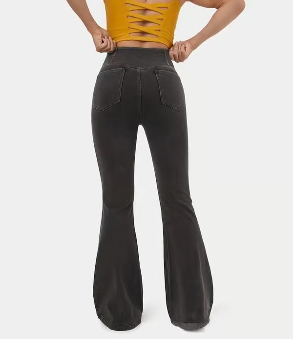 SALE 49% OFF🔥High Waisted Crossover Pocket Stretchy Knit Casual Flare Jeans