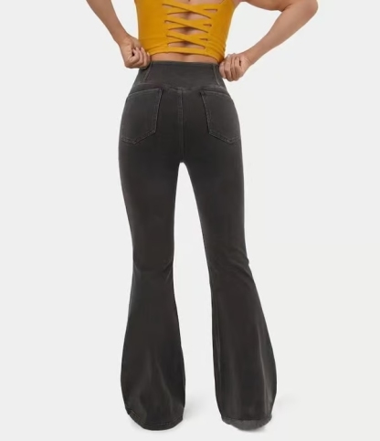 SALE 49% OFF🔥High Waisted Crossover Pocket Stretchy Knit Casual Flare Jeans