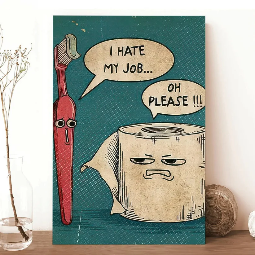 Humor Toilet Theme Bathroom Canvas Decor Print