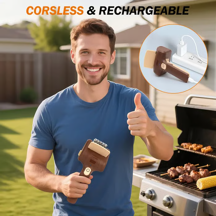 Stainless Steel Grill Brush with LED Light – Bristle-Free BBQ Cleaner 🔥