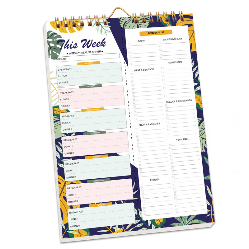 Handmade Bound Weekly Detachable Diet Plan Sheet