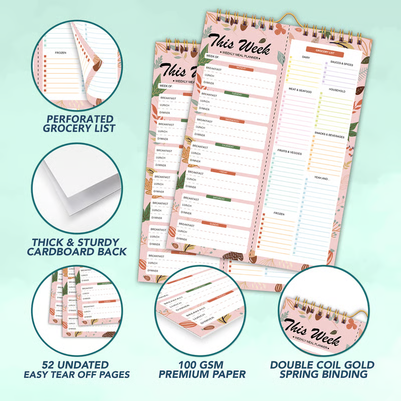 Handmade Bound Weekly Detachable Diet Plan Sheet