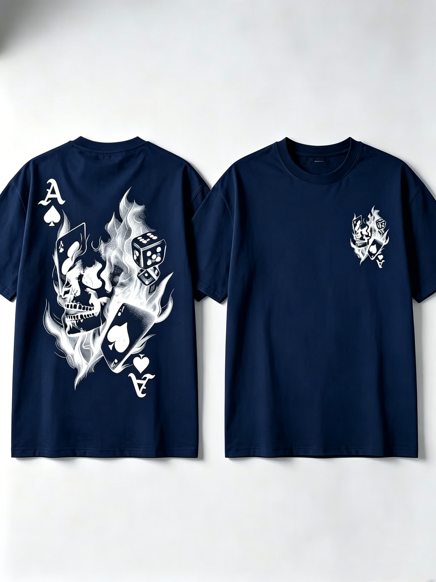Skull Playing Card Graphic Print T-Shirt