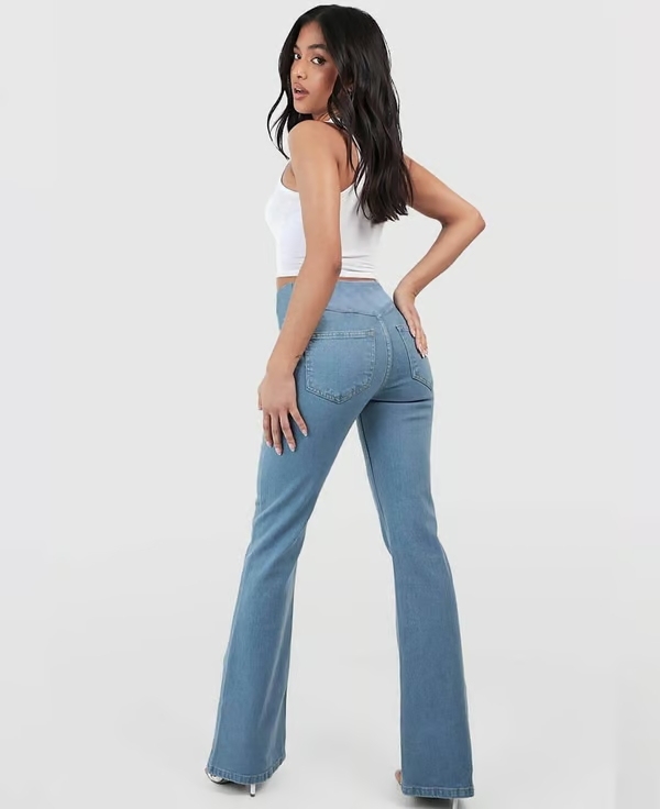 SALE 49% OFF🔥High Waisted Crossover Pocket Stretchy Knit Casual Flare Jeans
