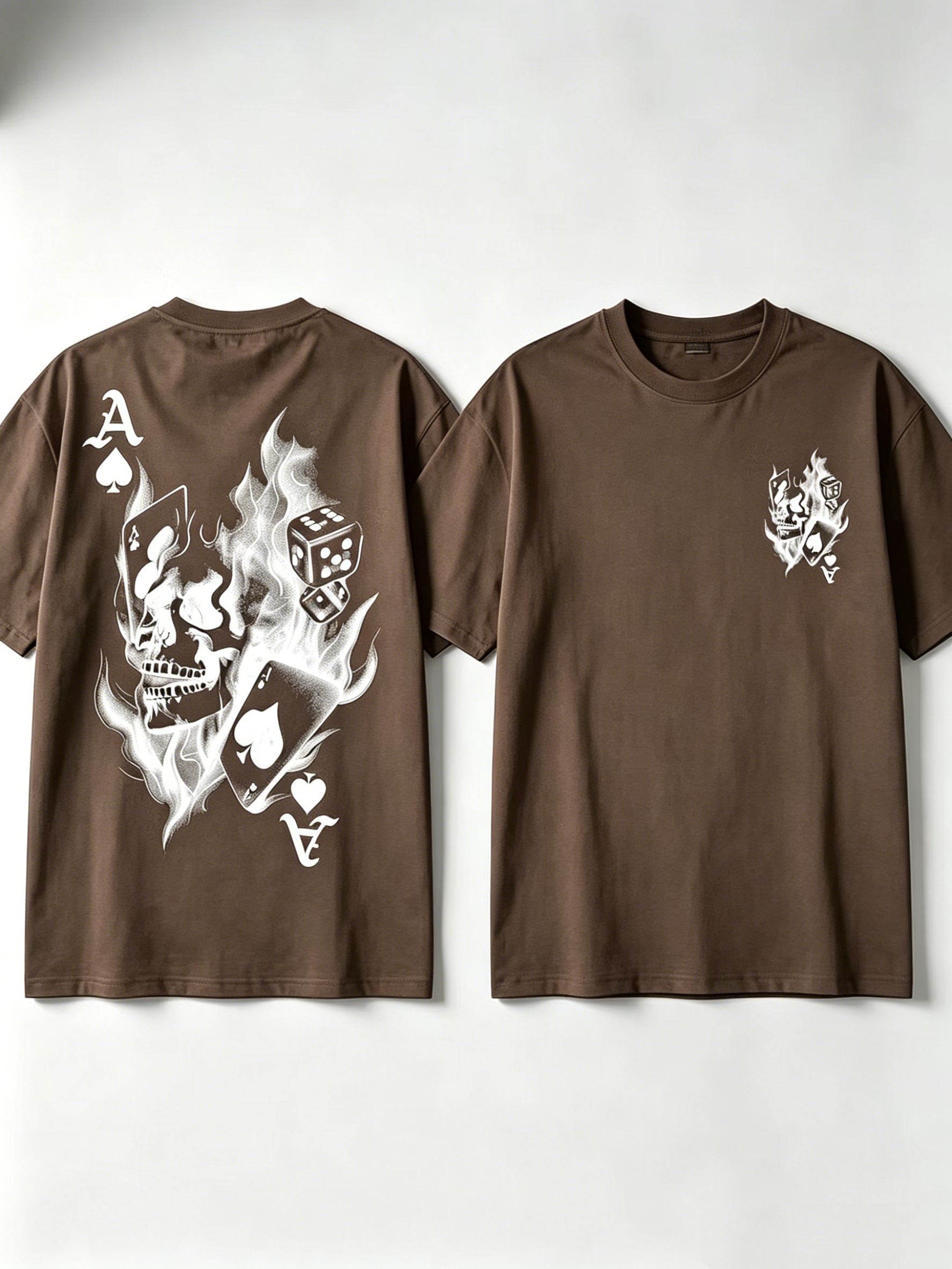 Skull Playing Card Graphic Print T-Shirt