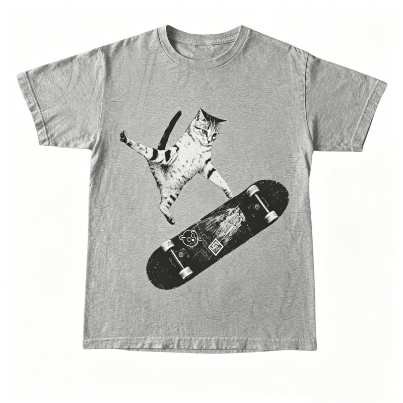 Vintage Style Emo Skater Cat Graphic Fantasy Kitten T-Shirt