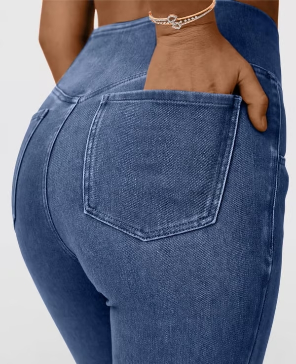 SALE 49% OFF🔥High Waisted Crossover Pocket Stretchy Knit Casual Flare Jeans