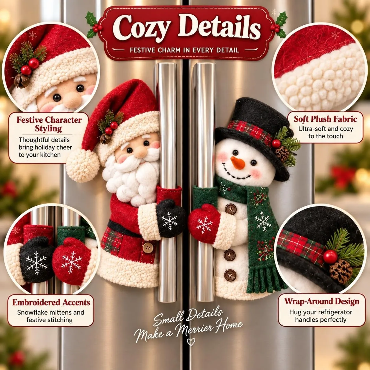 🎅☃️ Santa & Snowman Handle Huggers &ndash; Christmas Kitchen Decor detail view 2