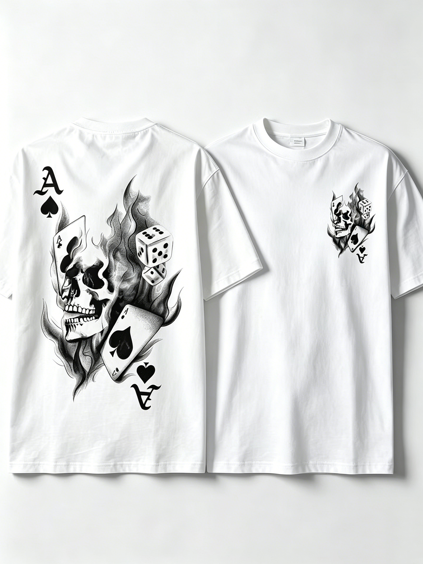 Skull Playing Card Graphic Print T-Shirt