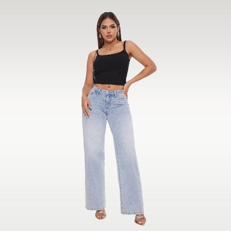 ⏰LAST DAY HALF PRICE💥High Rise Vintage Wash Tummy Control Top Straight Leg Jeans