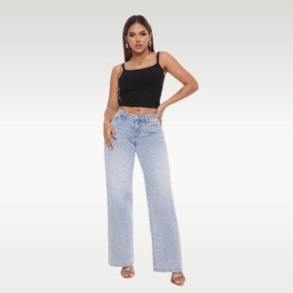 ⏰LAST DAY HALF PRICE💥High Rise Vintage Wash Tummy Control Top Straight Leg Jeans