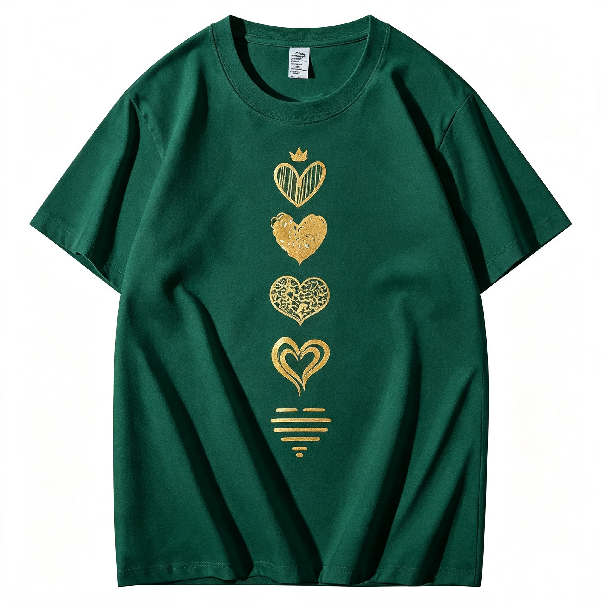 Heart Print Casual Short-Sleeve Crew Neck T-Shirt