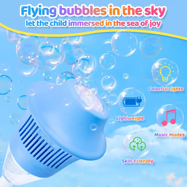 Automatic Handheld Bubble Machine for Kids, Bubble Maker Spring Summer Toys with Lights