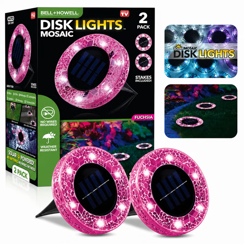 🏆Last Day Promotion 49% OFF🛋️Solar Mosaic Disk Lights – Waterproof LED Pathway Lights with Auto On/Off