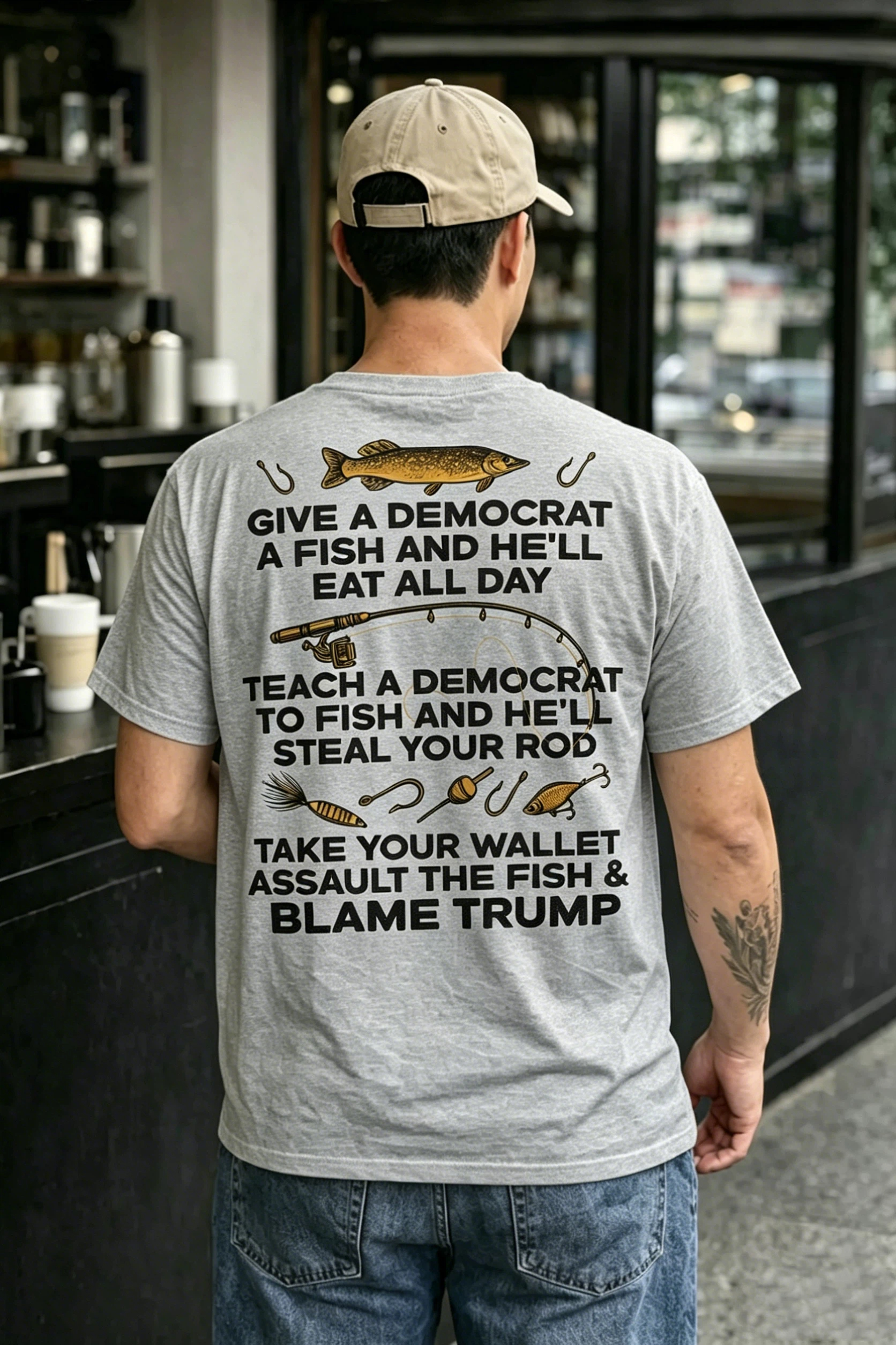 Give A Democrat A Fish And He'll Eat All Day Funny Political T-Shirt