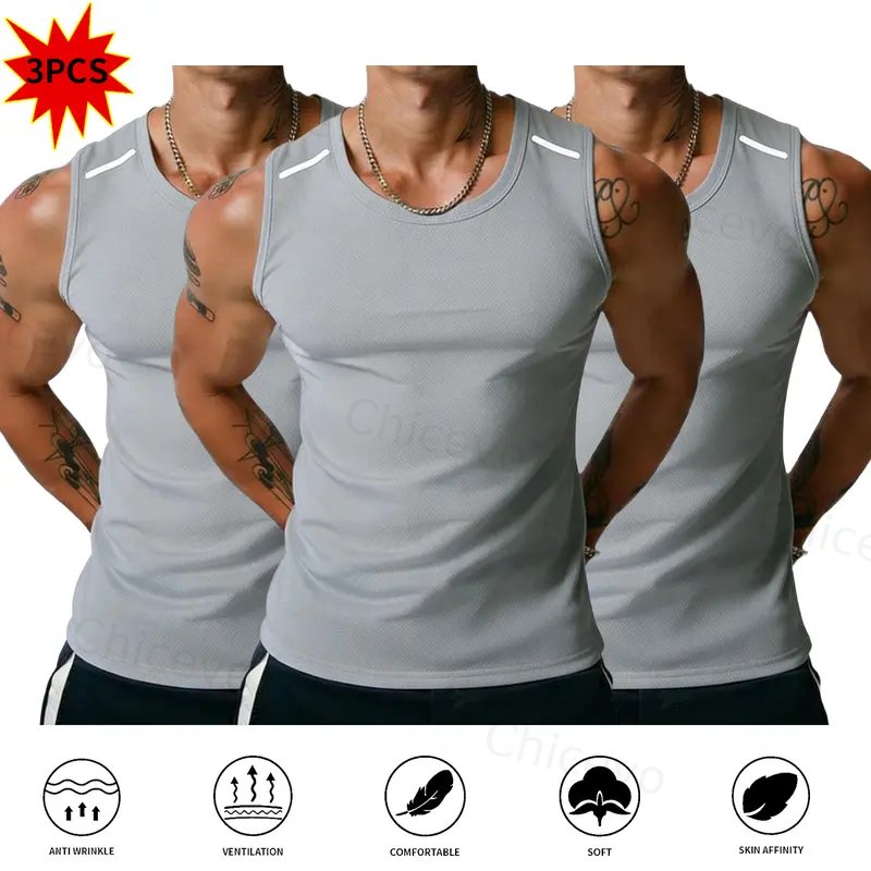 3-Pack Men's Quick-Drying, Breathable Vest – High-Stretch Breathable Muscle Tanks