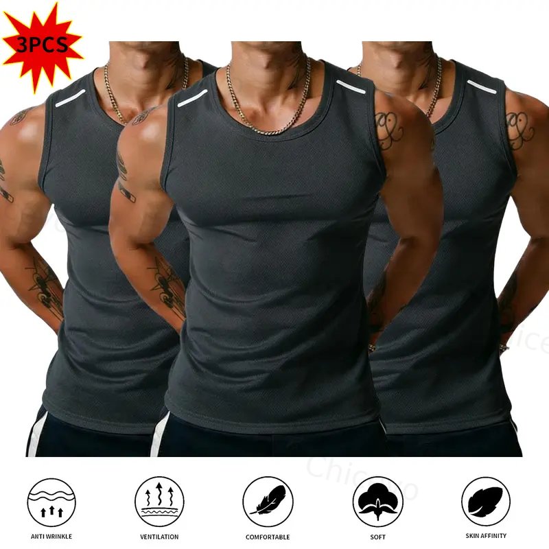 3-Pack Men's Quick-Drying, Breathable Vest – High-Stretch Breathable Muscle Tanks