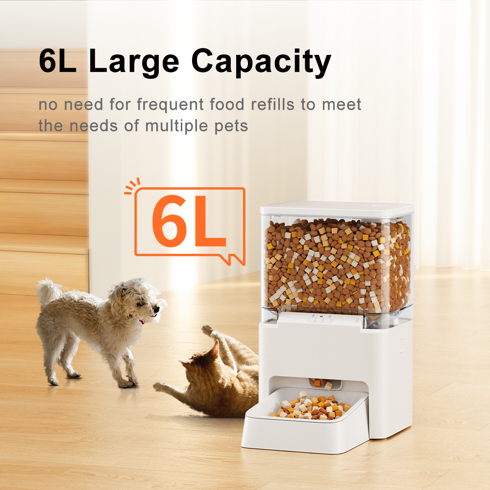 dudupet New Arrival Pet Smart Feeder 2.4G 5G WiFi Content 6L Dogs Cats Feeder for Pets