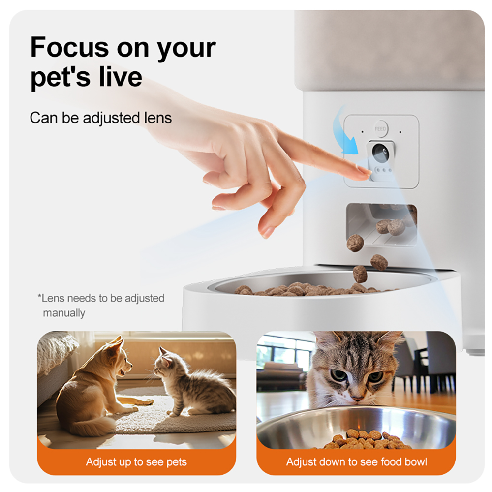 New Upgrade Adjustable Lens Pet Feeder 6L Automatic Cat Feeder Pet Dry Food Dispenser