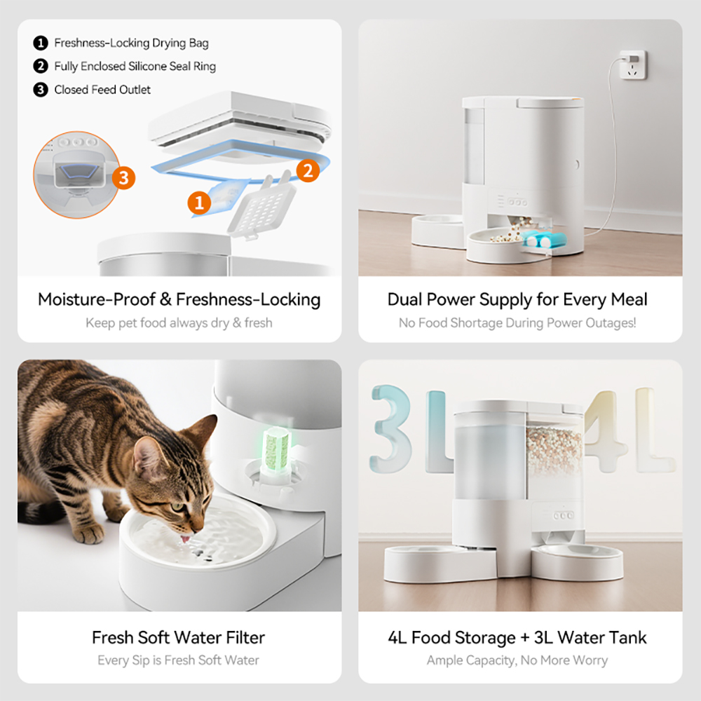 dudupet New Design F13 All-in-One Smart Pet Feeder & Water Dispenser 2 in 1 Automatic Cat Feeder