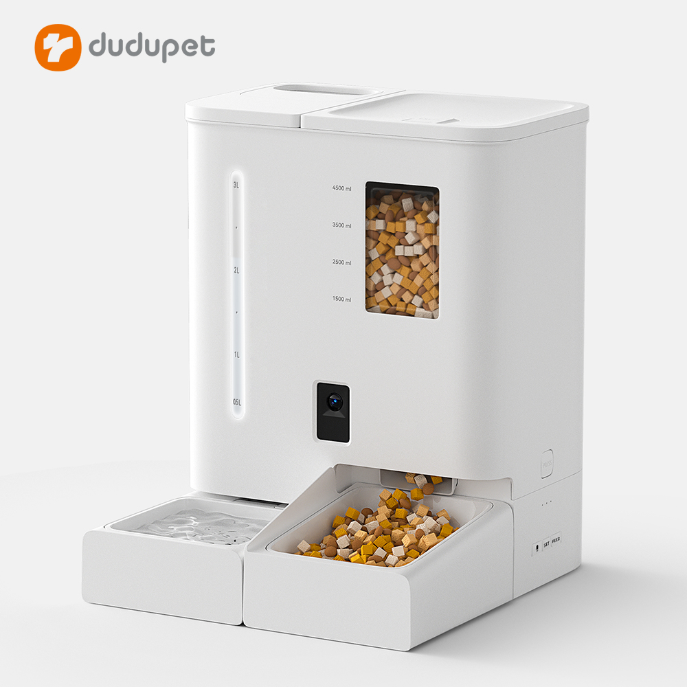 Pet Food Feeder And Water Dispenser Set 2 In 1 Automatic Cat Feeder And Water Fountain With Camera Monitor