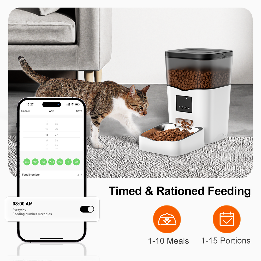 dudupet Pet Food Dispenser Real Time App Remote Control 3L Smart Automatic Dog Cat Feeder - DU3L-VS
